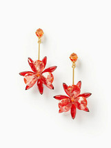 Kate Spade Blooming Brilliant Statement Earrings Red Gold Lucite Retro Orchid - £69.28 GBP
