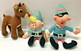 Rudolph The Red Nosed Reindeer Set Of 3 Hermey Rudolph And Tall Elf Plush Figure - £19.73 GBP