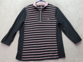 Lauren Ralph Lauren Sweatshirt Womens Large Pink Striped Long Sleeve Quarter Zip - £14.57 GBP