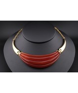 Vintage Lanvin Paris Red Resin &amp; Gold-Tone Statement Necklace - $320.00