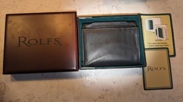 New in Box Rolfs Men Leather Bi fold Billfold Flip fold Black   - £29.95 GBP
