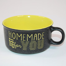 Souper Bowl Soup Mug Homemade Just For You Black Yellow Boston Warehouse... - £8.54 GBP