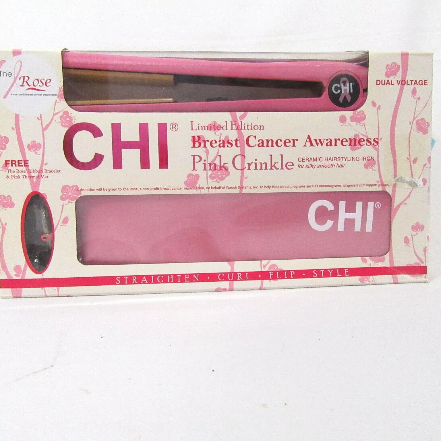 CHI Breast Cancer Awareness Pink Limited Edition Curl Style 1-inch Flat Iron - $110.00