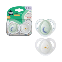 Tommee Tippee Night Time Soothers, Symmetric, 0-6M, Pack of 2 Dummies - £64.15 GBP