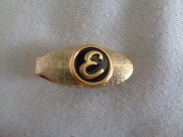 Vintage Brass Letter “E” Textured Small Tie Clip (#5550)  - £11.85 GBP