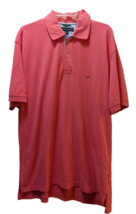 Tommy Hilfiger Polo Shirt L Large pink salmon or coral Men&#39;s pique cotton - £13.44 GBP