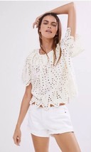 Hunter Bell Mabry Top Blouse Eyelet Scalloped Collared $415 Size Medium - £102.71 GBP