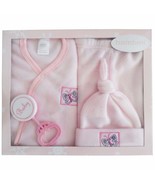 Bambini Baby Girls Pink Fleece Printed Jacket Cap Pants Rattle 4-Pc Gift... - $18.00