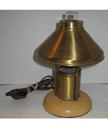 Vintage Brass &amp; Wood Student Desk Table Lamp Light with Glass Hurricane - €24,73 EUR