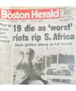 1985 Boston Herald Newspaper Riots In South Africa August 30 History DWBB7 - $68.33 CAD