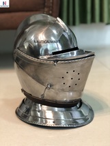 Medieval Vintage Iron Silver Bascinet Pig Face Armor Helmet Reenactment Replica - £156.33 GBP