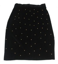 VTG Andre Behar Black Velvet Gold Half Moon Metal Studs Lined Pencil Ski... - $26.99
