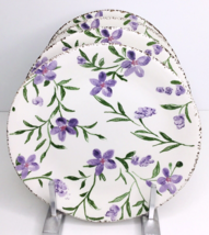 4 Salad Plates Violets Purple Flowers, 8 1/4&quot; Potter&#39;s Studio  NEW - $41.53