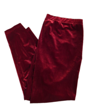 Women&#39;s Shein Curve 3XL maroon dark red velour pants stretchy pull on elastic - £10.16 GBP