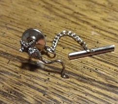 Vintage Mouse Running Tail Lapel Pin Tie Tac Silver Tone Miniature Pin Hat - £7.44 GBP