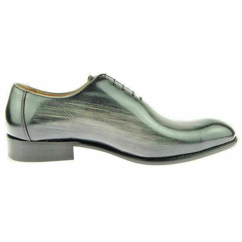Handmade Men's Genuine Grey Leather Full Upper Patina One Piece Formal Shoes  20