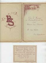 Marriage French Menu Cover &amp; Invitation 1947 - $11.88