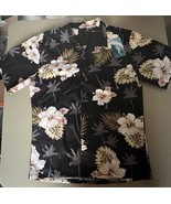 Surfgear Aloha Shirt Men’s LG Black With Flower Pattern Button Up - $454.57 MXN