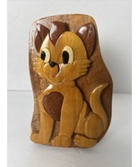 Wooden Puppy Puzzle Trinket Box Velvet Lined Very Rare - £17.91 GBP