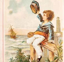 C1890s Victorian Trade Card Sailor Boy Nautical Lithograph Ephemera E83A - $29.99