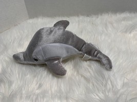 Beads by the Dozen Plush Stuffed Animal Toy Dolphin Silver Gray Muses 11 in L - £7.39 GBP