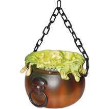 7.5&quot; Green Boiling Bones Cauldron Witches Brew Hanging Halloween Decor Prop - £34.60 GBP