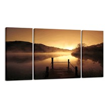 Wieco Art Canvas Prints Wall Art Sunset Beach Picture Paintings for Living Room  - £65.45 GBP