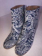Indigo Rd. Women’s  Ankle Boots, Blue White, Paisley Pattern, Crusona Si... - $29.70