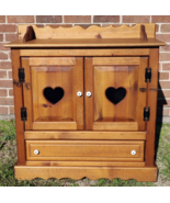 Handmade Dry Sink Cupboard Double Door Cabinet w/Hearts Country Cabin Fa... - $395.99