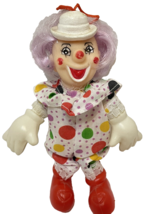 Rare Vintage Plastic Rubber Head Clown Polka Dots Red Shoes Hanging Orna... - £14.34 GBP