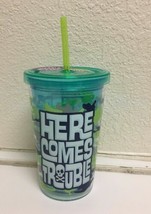 10OZ. REUSABLE BPA FREE &quot;HERE COMES TROUBLE&quot; PRINTED CUP, FREE SHIPPING - £10.13 GBP