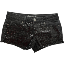 Aeropostale Womens Jean Shorty Shorts Black Cut Offs Sequin Front Stretch 0 - £15.00 GBP