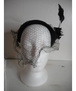 Vintage Black Juliet cap hat w/ feathers and netting granny core - $21.59