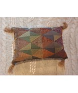 Borgata Beaded Fringe Throw Pillow Geometric Design Modern Boho Rustic D... - $406.73 MXN