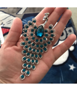 Big Blue Rhinestone Peacock Bird Brooch, Women Wedding Party Office Broo... - $14.95