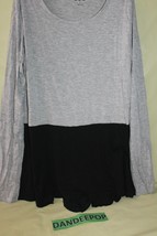 Three Dots Gray And Black Color Block Long Sleeve Tunic Top Women&#39;s Size Small - £19.43 GBP