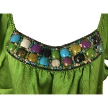 Apt.9 Embellished Beaded Blouse Top Green Short Sleeve Size XL - £23.68 GBP