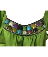 Apt.9 Embellished Beaded Blouse Top Green Short Sleeve Size XL - £23.55 GBP