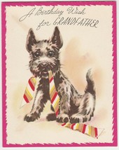 Vintage Birthday Card Scottish Terrier and Neck Tie 1950&#39;s Art Guild - $9.89