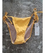 Shade &amp; Shore Women&#39;s Yellow Ribbed Tie String Bikini Swim Bottom Size M... - $16.00