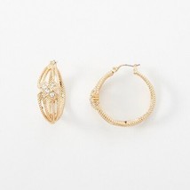 Napier Socially Linked Gold-Tone Crystal Gold Hoop Earrings Click Closur... - £18.94 GBP