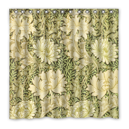 Chrysanthemum Pattern William Morris Waterproof Polyester Shower Curtain  - $33.00+