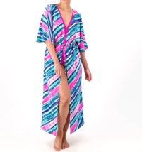 Belle Beach Kim Gravel Tie Front Cover-Up - Rainbow Stripe, Regular Medi... - £23.32 GBP