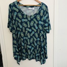 Sigrid Olsen Tropical Print short sleeve tunic top women&#39;s 1X Pineapple ... - £12.29 GBP