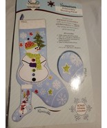 Needle Creations Snowman Embroidery Stocking Stamped Panel Christmas  - $11.88