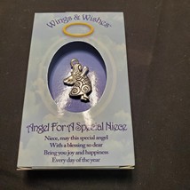 Pin Angel Wings &amp; Wishes Neice NEW Gift Good Luck Silver - $4.56