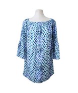 Lilly Pulitzer Nevie Blue Pineapple Off-the-Shoulder Dress Smocked Extra... - $64.34