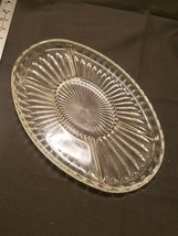 Vintage Clear Glass Sectioned Oval Party Plate Platter - $12.80