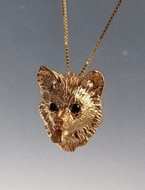 Corgi dog jewelry  Artisan Gold Plating necklace stone eyes Zimmer design - £70.07 GBP