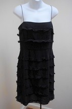 Kay Unger 8 M Little Black Dress Silk Tiered Ruffled Sheath Cocktail - £22.94 GBP